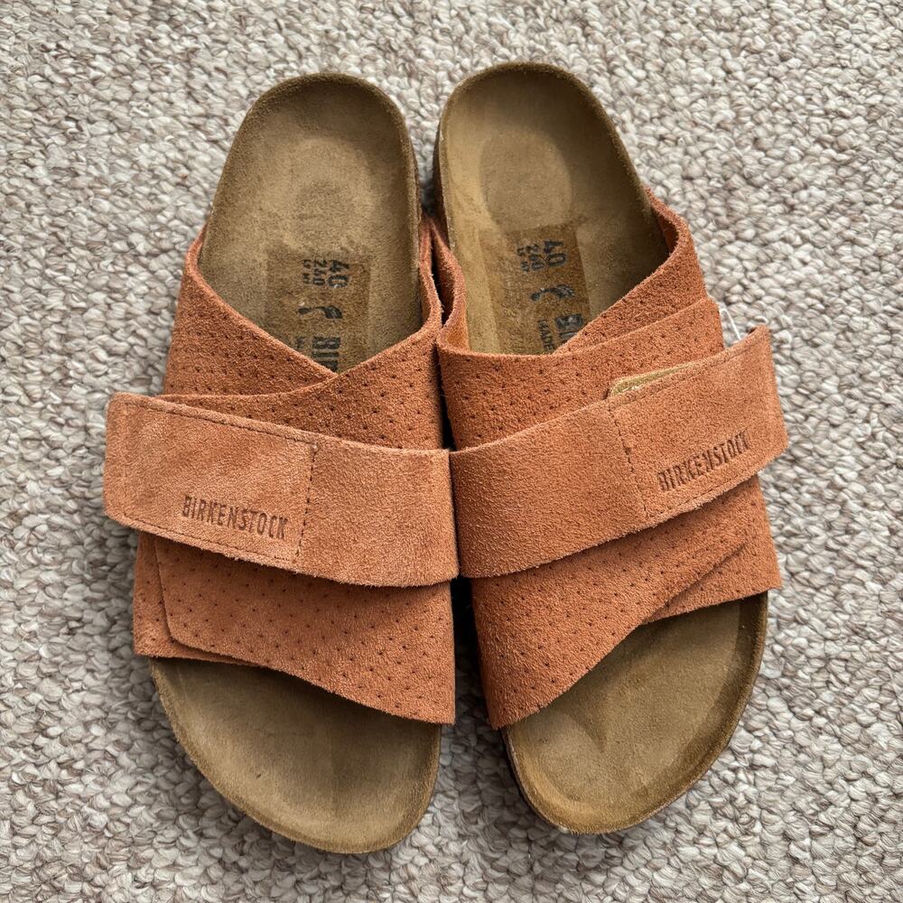 Birkenstock Women’s Kyoto Hook and Loop Strap Slide Sandals Burnt Orange Sz 40 - Picture 1 of 7